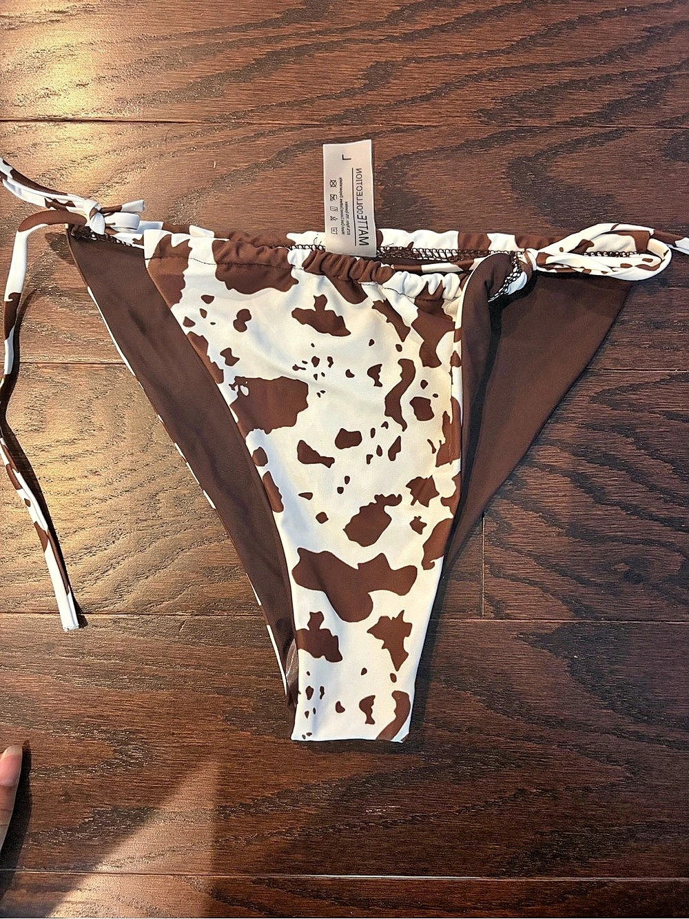 Matte Collection Issac Brown Cow Print Bikini Bottom Brown & White Large Like